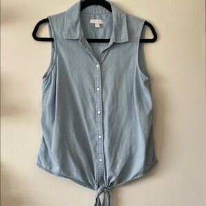 Charter Club|Light Blue Sleeveless Button-Down Shirt